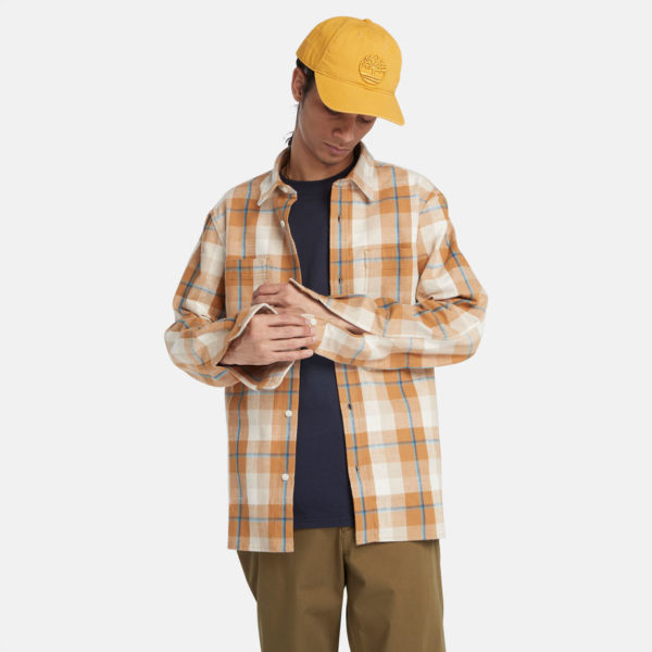 Timberland Chemise En Flanelle Windham Pour Homme En Orange/beige Jaune, Taille XXL