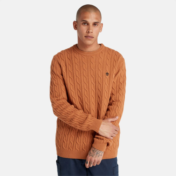 Timberland Pull À Col Rond En Maille Torsadée Phillips Brook Pour Homme En Marron Marron, Taille XL