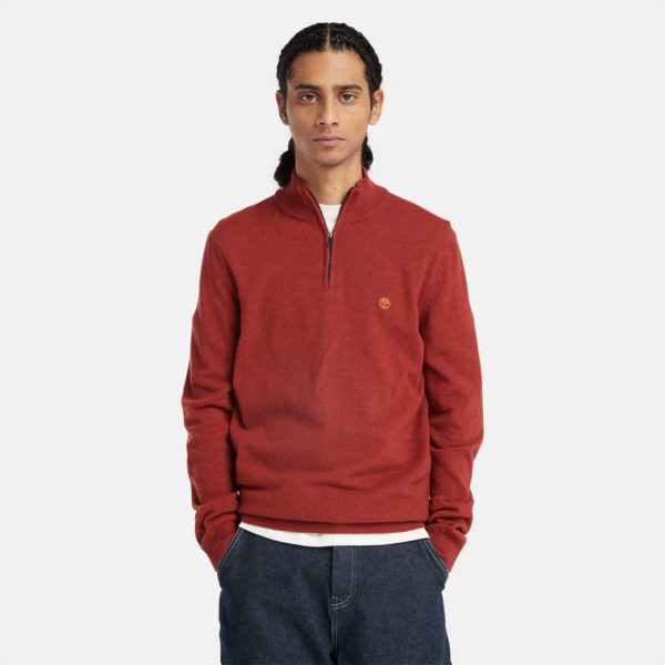 Timberland Pull À Col Zippé Cohas Brook Pour Homme En Rouge Rouge, Taille S