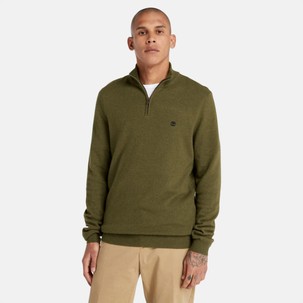 Timberland Pull À Col Zippé Cohas Brook Pour Homme En Vert Vert, Taille S