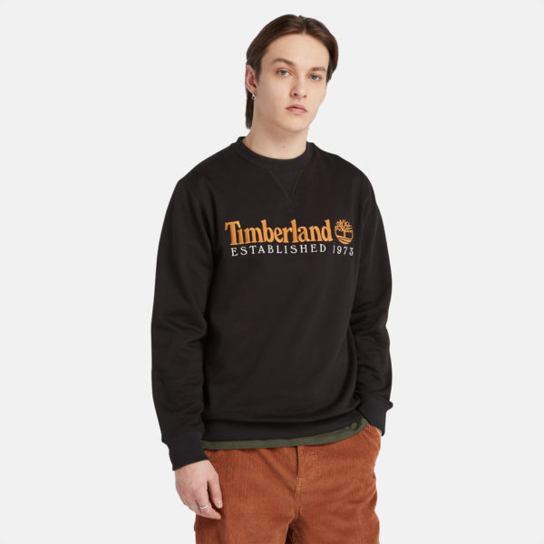 Timberland Sweat-shirt À Col Rond Avec Logo Est. 1973 Pour Homme En Noir Noir, Taille XL