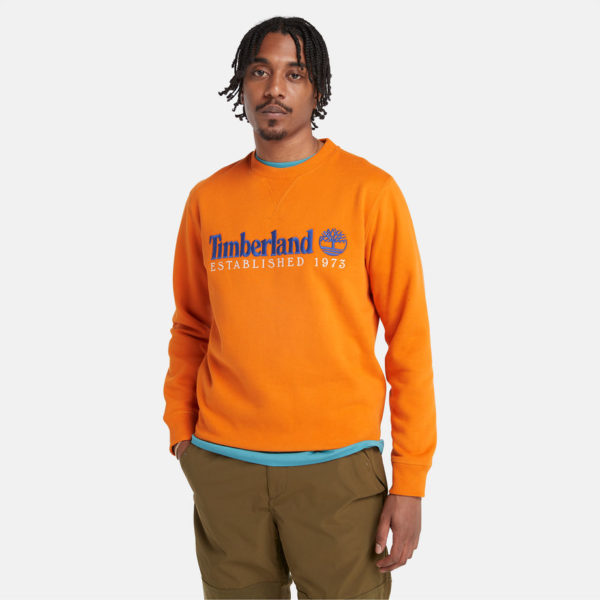 Timberland Sweat-shirt À Col Rond Avec Logo Est. 1973 Pour Homme En Orange Orange, Taille XL