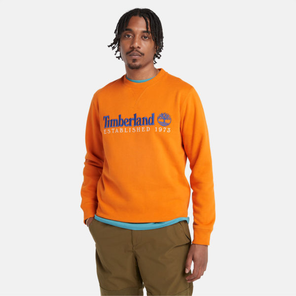 Timberland Sweat-shirt À Col Rond Avec Logo Est. 1973 Pour Homme En Orange Orange