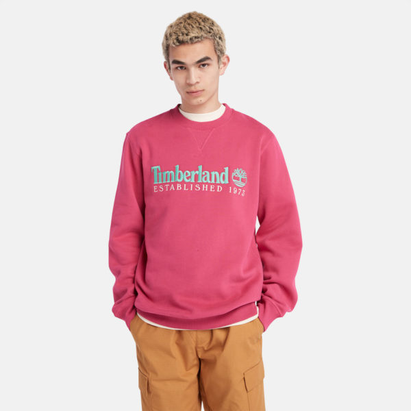 Timberland Sweat-shirt À Col Rond Avec Logo Est. 1973 Pour Homme En Rose Rose, Taille XL