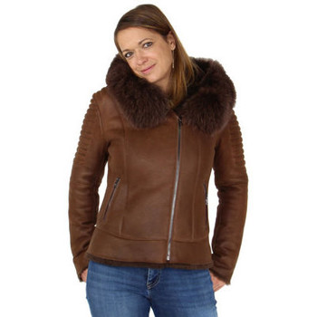 Blouson Giovanni  Veste peaux lainée  ref_47395 marron