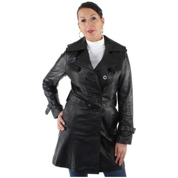 Trench Pallas Cuir  3/4 en cuir agneau ref sof 26567 noir