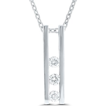 Pendentifs Brillaxis  Pendentif  or blanc trilogie diamant