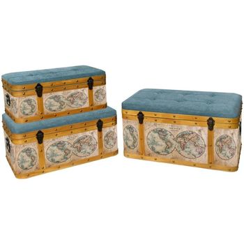 Malles, coffres de rangements Signes Grimalt  Lot de 3 malles Pouf Mappemonde