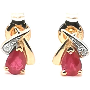 Boucles oreilles Brillaxis  Boucles d’oreilles  or rubis diamants