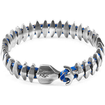 Bracelets Anchor & Crew  Maxi-Bracelet Ancre Delta Argenté Et Cuir Tressé