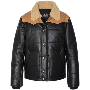 Doudounes Schott  Doudoune en cuir  ref 55489 Noir Cognac - Schott