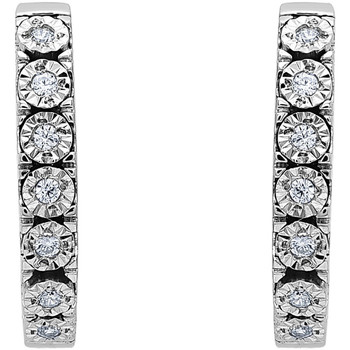 Boucles oreilles Brillaxis  Créoles  en or blanc 9k et diamants
