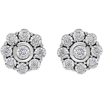 Boucles oreilles Brillaxis  Boucles d’oreilles  fleur diamant or blanc