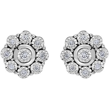 Boucles oreilles Brillaxis  Boucles d’oreilles  fleur diamant or blanc