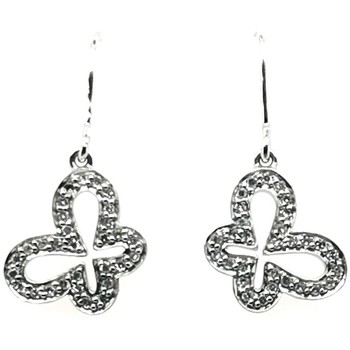 Boucles oreilles Brillaxis  Boucles d’oreilles papillons or blanc 9 carats  375/1000