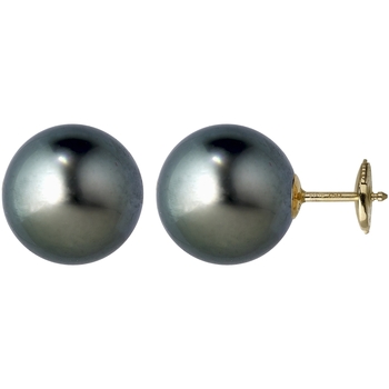Boucles oreilles Brillaxis  Boucles d’oreilles or 18 carats perles de Tahiti  9/9,5 mm