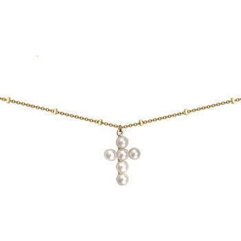 Collier Brillaxis  Collier  or jaune croix perles de culture