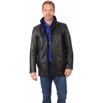 Blouson La Canadienne  Surveste Noire Cuir Grainé Chaud-036461