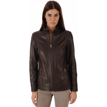 Veste La Canadienne  Veste cuir agneau marron-038891
