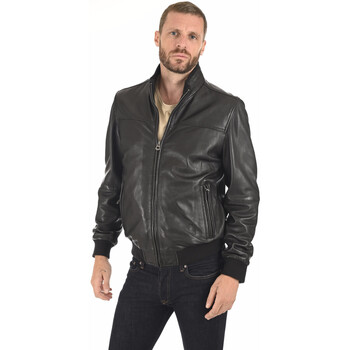 Blouson La Canadienne  Blouson agneau homme noir-044634