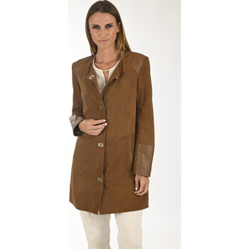 Veste Giorgio & Mario  Veste cuir velours bi-matière tabac-043248