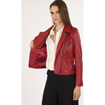 Blouson La Canadienne  Blouson en cuir rouge femme-039666