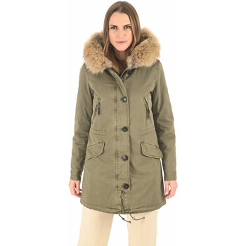 Parka Blonde N°8  Parka toile et fourrure lapin kaki-038922