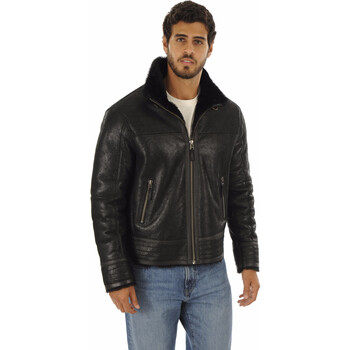 Blouson La Canadienne  Bombardier en cuir mouton noir-042802