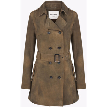 Manteau Possery  Trench Moraine velours taupe-046649