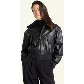 Blouson Serge Pariente  Blouson pilote cuir Dora noir-046080