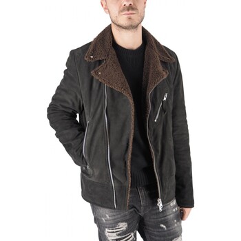 Blouson Bully Leather  Veste motard en daim Sherpa