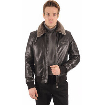 Blouson Redskins  Blouson pilote cuir Texaco noir-029512