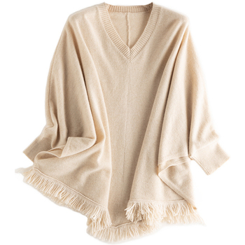 Blouses Chikooparis  Poncho en cachemire – Beige