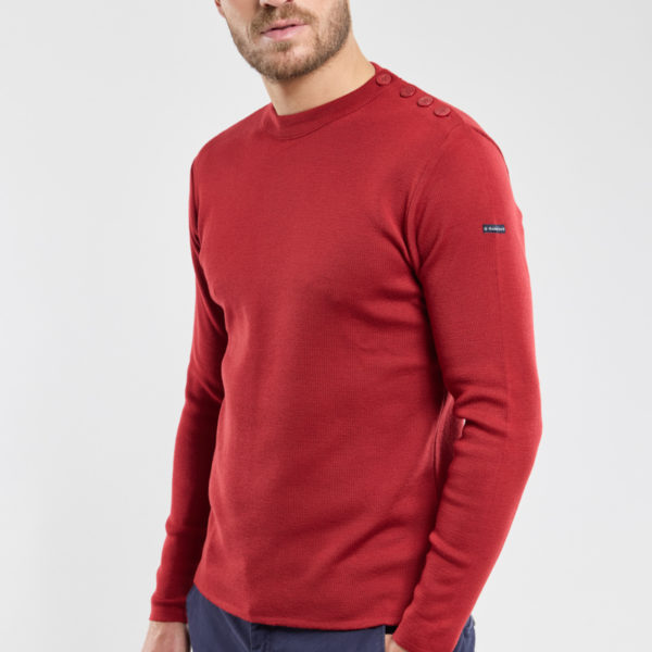 ARMOR-LUX Pull marin « Goulenez » – laine mérinos Homme Piment 3XL