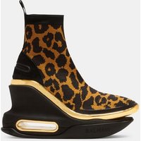 Baskets compensées B-Bold en maille imprimée léopard – Balmain