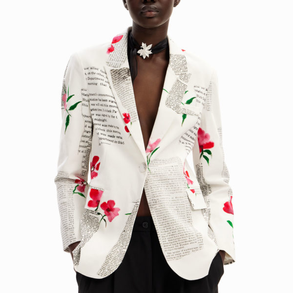 Blazer droit texte fleurs – Desigual