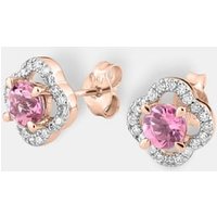 Boucles d’oreilles clous en or rose tourmaline rose serti diamants – Morganne Bello