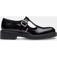 Chaussures à  bride en T en cuir brossé – Prada
