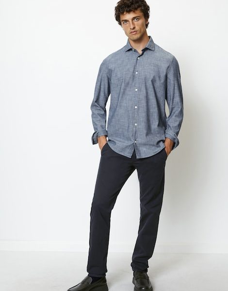 Chemise à manches longues en chambray, coupe shaped – Marc O’Polo