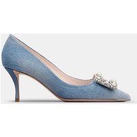 Escarpins en coton à détails strass – Roger Vivier