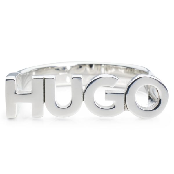 Bague en acier inoxydable poli avec lettres logo – Hugo Boss