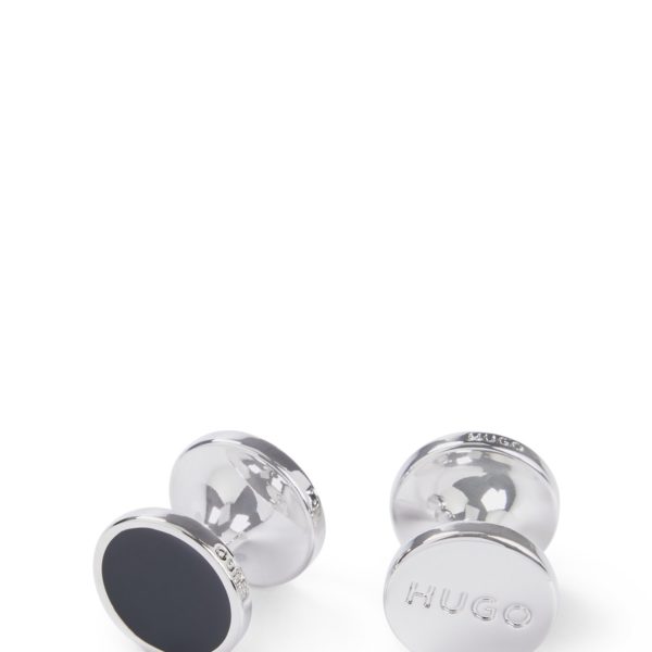 Boutons de manchette ronds à logo et insert en émail – Hugo Boss