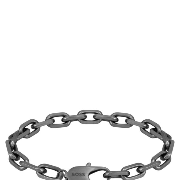 Bracelet en acier plaqué gris avec fermoir logoté – Hugo Boss