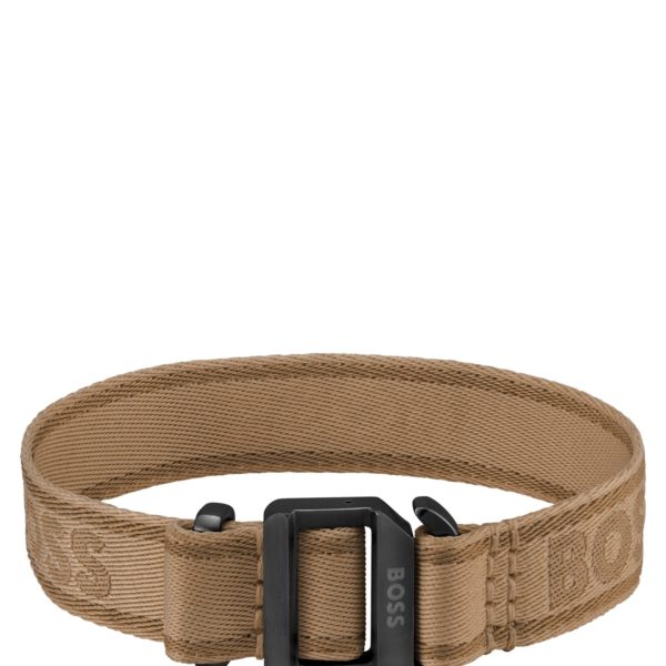 Bracelet tissé logoté couleur camel avec boucle ajustable – Hugo Boss