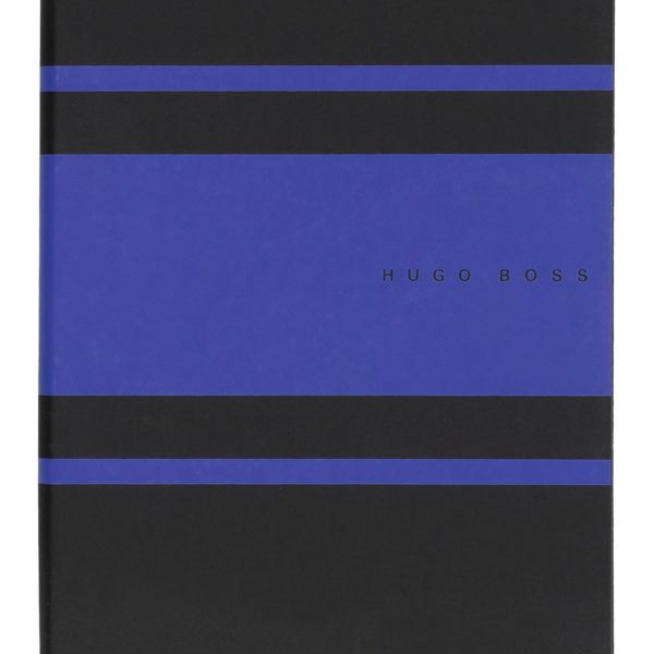 Carnet A5 en similicuir à rayures bleues – Hugo Boss