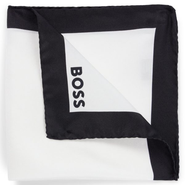 Carré de poche en soie avec bordure et logo – Hugo Boss