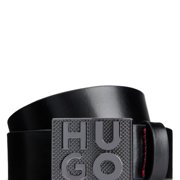 Ceinture en cuir italien avec boucle plate à logo revisité – Hugo Boss