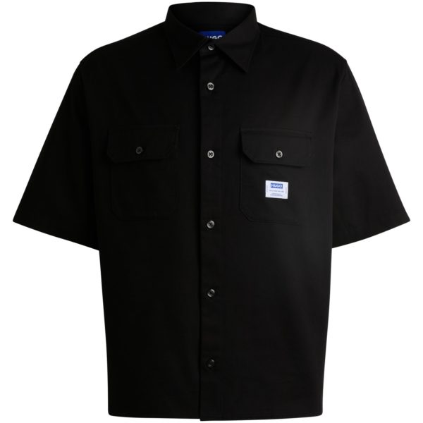 Hugo Boss Chemise Oversize en twill de coton avec patch logoté