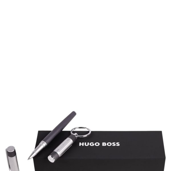 Coffret avec porte-clés argenté et stylo-roller – Hugo Boss
