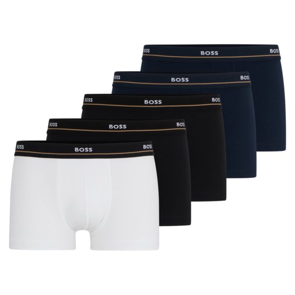 Lot de cinq boxers courts en coton stretch avec taille à logo – Hugo Boss